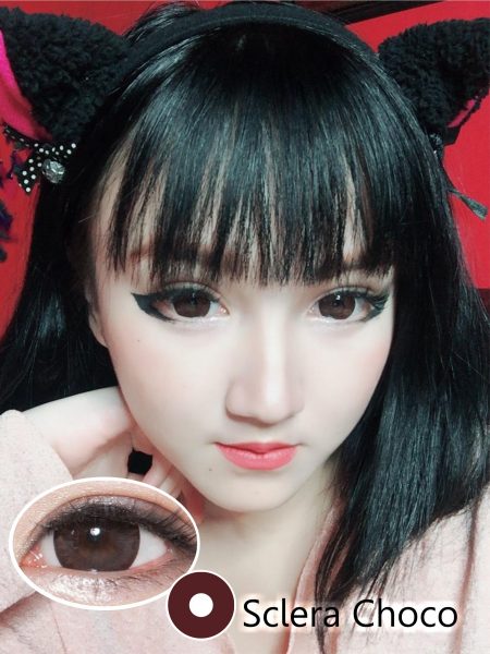 sclera choco, softlens diameter paling besar warna coklat tua