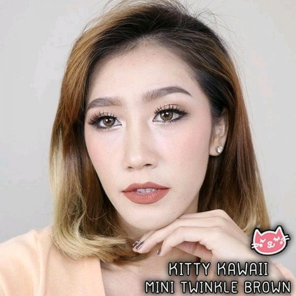 softlens mini twinkle brown kitty kawaii