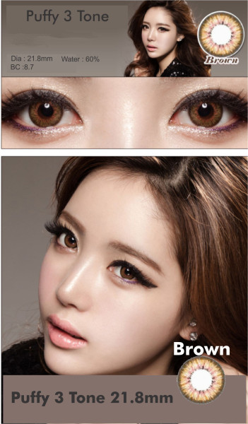 softlens puffy 3 tones brown
