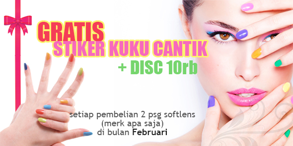 promo februari softlens murah, gratis stiker kuku